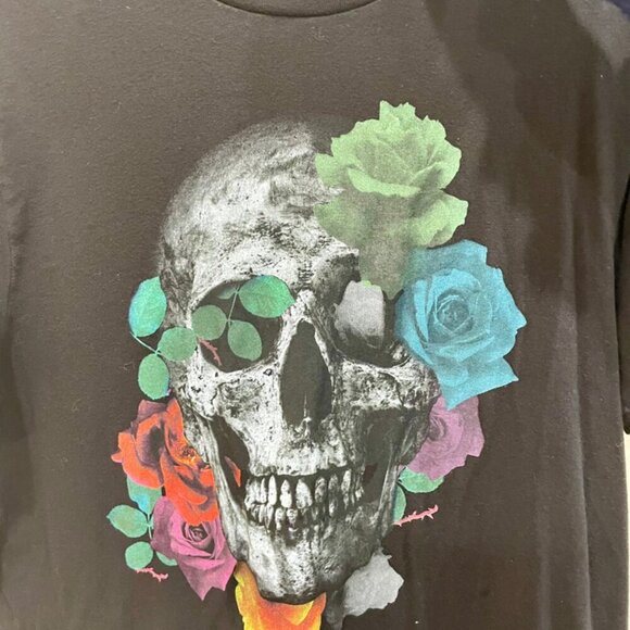 GUESS SKULL ROSES T-SHIRT BLACK EMO GOTHIC SIZE LARGE - Picture 9 of 12
